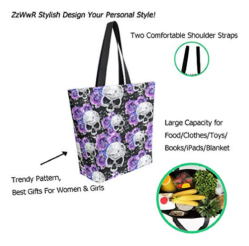 Zzwwr Con Estampado De Calaveras Y Flores Violetas Extragran