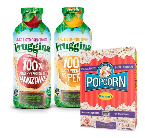 Jugos Fruggina Listos Para Tomar + Popcorn Marlom's Natural