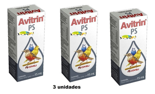 3 Uni Avitrin Ps Suplementos Para Aves E Pássaros 15 Ml