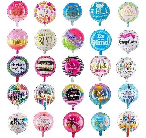 Globos Metálicos 1 Unidad Cumpleaños Surtidos 18 Pulgadas