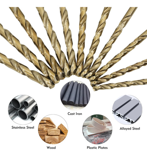 Conjunto De 21 Brocas De Cobalto, M35 Hss, Ponta De Grau 135