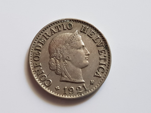 Moneda Suiza 1921 5 Centavos Franco Helvetia Coleccion