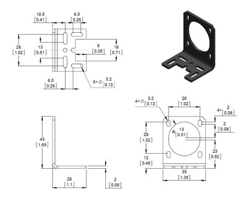 Bracket L Para Motor A Pasos Nema 14, Arduino, Electrónica