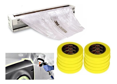 Kit Isolamentos Pintura Automotiva 4m X 80m + 10 Fitas Crepe