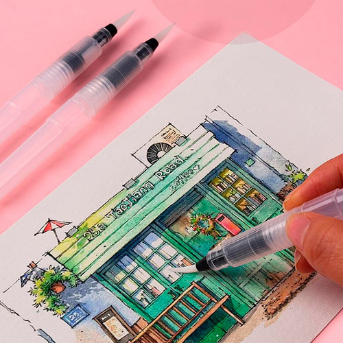 Set Pinceles De Agua Pintura Acuarela Acrilico Dibujo Oleo Cerdas Blanco