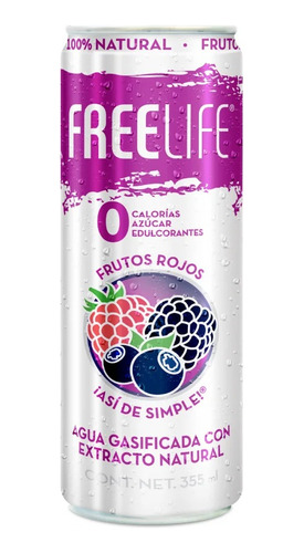 8 Pack Agua Mineral Sabor Frutos Rojos Freelife 355 Ml