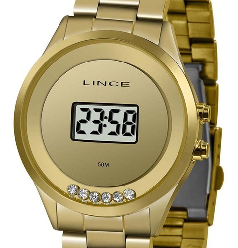 Relógio Lince Feminino Digital Dourado Sdg4610l Bxkx