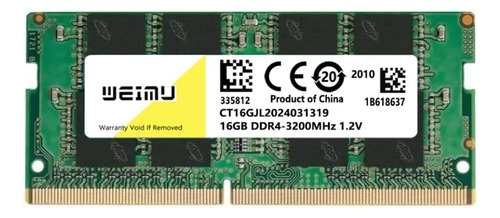 Memória Ram Portátil Weimu Ddr4 16gb 3200mt/s Sodimm Nonecc