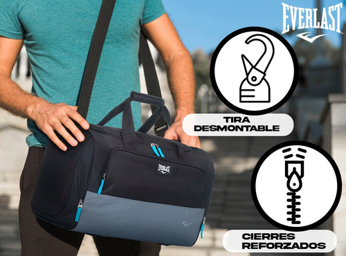 Imagen 5 de 10 de Bolso Everlast Grande Correa Desmontable Gym Envios 26219