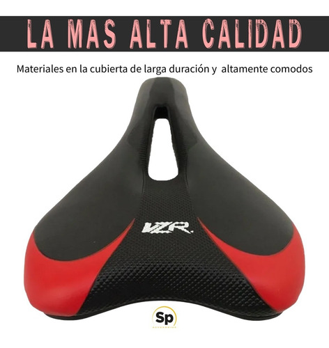 Imagen 8 de 8 de Asiento Negro/rojo Vzr Para Bicicleta Ruta / Montaña