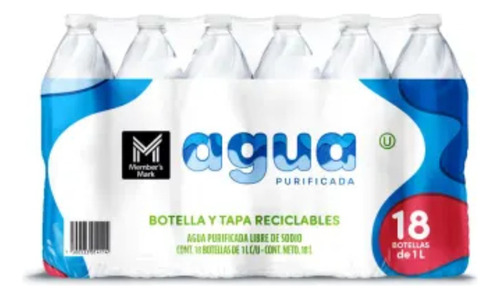 2 Pza Agua Purificada Member's Mark 18 Pack 1 L C/u