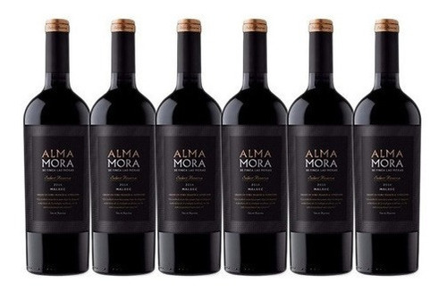 Caja Vino Tinto Alma Mora Reserva Malbec X 6u X 750ml