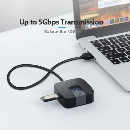 Hub usb 3.0 Vention 4 en 1 multipuerto a 3 puertos usb 2.0 y 1 usb 3.0 5gbps 15cm para teclado disco rígido mouse pendrive impresora pc macbook tablet CHABF