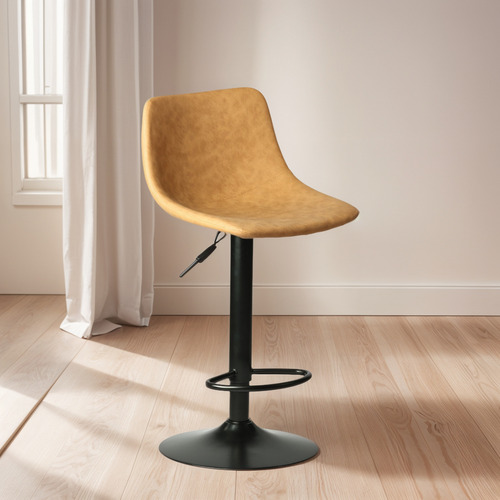 Silla De Bar Con Respaldo Taburete Giratorio Minimalista Color Camel Talla N/A