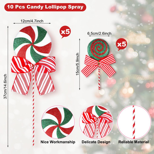 Adornos De Navidad Grandes Candy Land 10 Piezas 15 Pulgadas