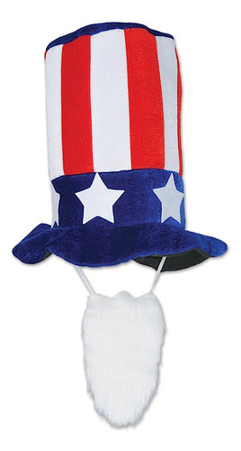 Beistle None Plush Patriotic Hat W / Beard, Red / White / Bl