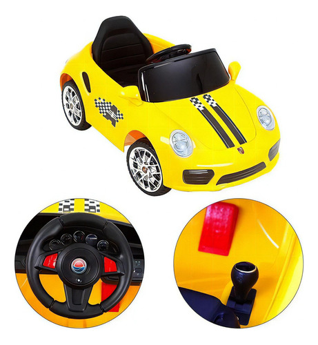 Mini Veiculo De Passeio Esporte Luxo Carro Eletrico Bangtoys Cor Amarelo