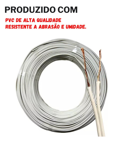 Cabo Paralelo Duplo 2x2,5mm Rolo 100mts Flexível Qualidade