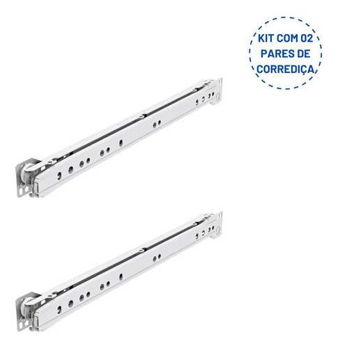 Kit 02 Corrediças De Roldana Branca Blum Gaveta Móveis 45cm