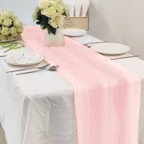 Comprar Camino De Mesa Sólido Manteles Elegantes Decoración De Bodas Color Rosa Claro