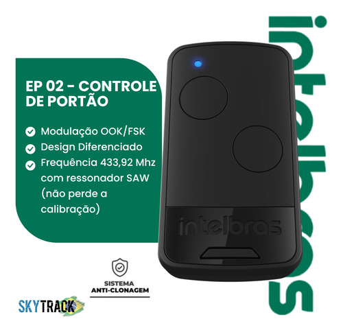 Kit 2x Controles Remoto Portão Automático Ep 02 - Intelbras Preto