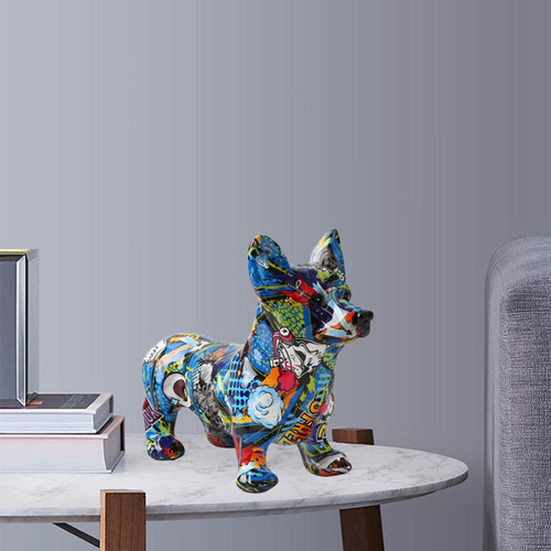 2x Estatua De Perro Escultura Regalo Recraft Corgi Estatua