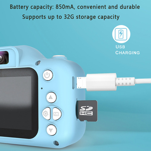 Cámara Dinosaur Hd Con Doble Cámara Para Niños Con Carga Usb