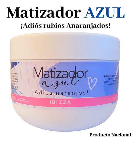 Imagen 1 de 3 de Matizador Crema Azul 100% Natural Ibizza -adiós Tono Naranjo