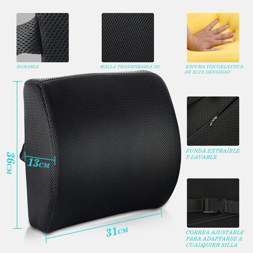 Cojin Soporte Espalda Corrector Lumbar Silla Auto Oficina