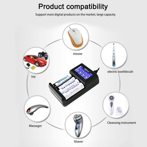 Imagen 5 de 6 de Cargador De Pilas Recargables Aa Y Aaa Con Pantalla Lcd