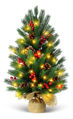 24 Inch Tabletop Christmas Tree With 50 Led Lights, 2ft...