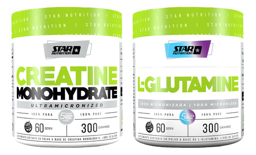 Combo Star Nutrition: Creatina 300g + L-glutamine 300g