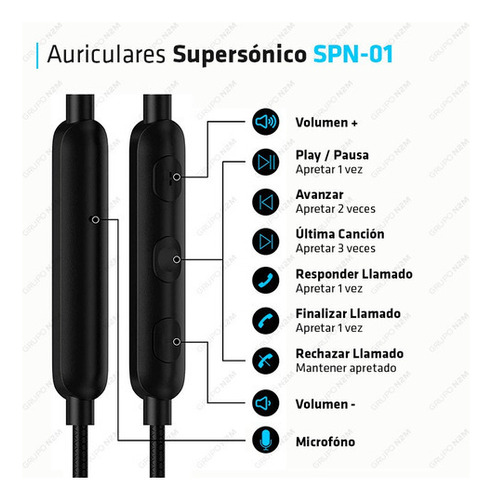 Auriculares In Ear Celular Manos Libre Microfono Supersonico Color Negro