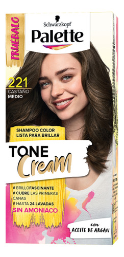 Champu Color Palette Tone Creme Cast - Und  Tono 221 Castaño Medio