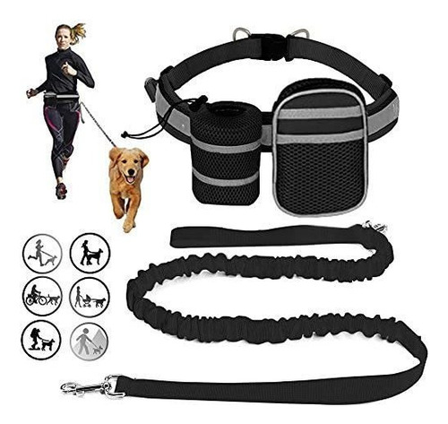 Correas Perros Ajustable Para Pasear, Correr Y Trotar Negro