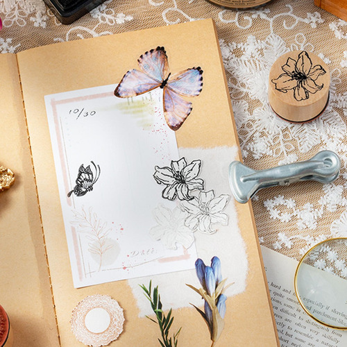 2 Wooden Stamps Set Creative For Diary Planner Stationery