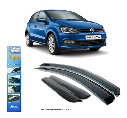 Imagem 1 de 1 de Calha De Chuva Polo Hatch Até 2016 4 Portas Tiger