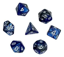 Comprar Set De 7 Dados Juegos De Rol Azul Rey Y Gris Marmoleado