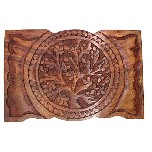 Caja madera relieve árbol