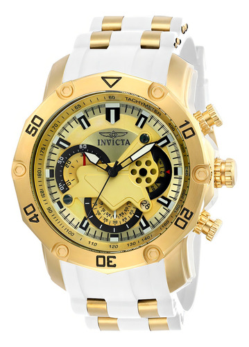 Reloj Invicta Pro Diver De Acero Inoxidable Y Silicona, Blan