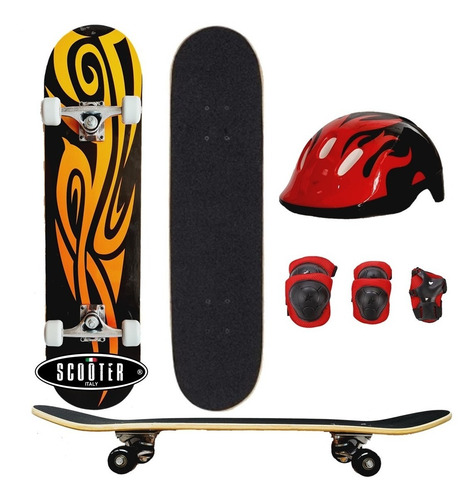 Imagen 5 de 8 de Skate Completo Semi Profesional Scooter Madera Bolso Casco
