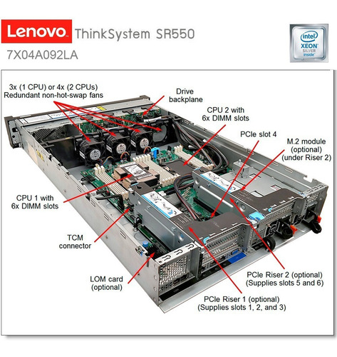 Imagen 3 de 7 de Servidor Lenovo Thinksystem Sr550 Intel Xeon 4208 8c 16gb
