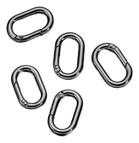 5x Mola Oval Anéis Mosquetões Conector Primavera Preto