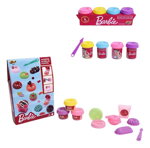Conjunto Massa Modelar Barbie + Massa Modelar Donuts Barbie