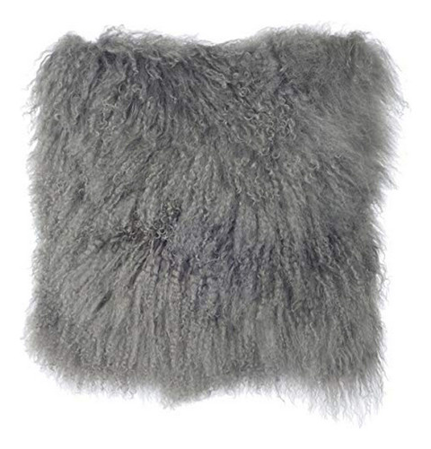 Cojín Peludo Mongol Gris Sheepskin.