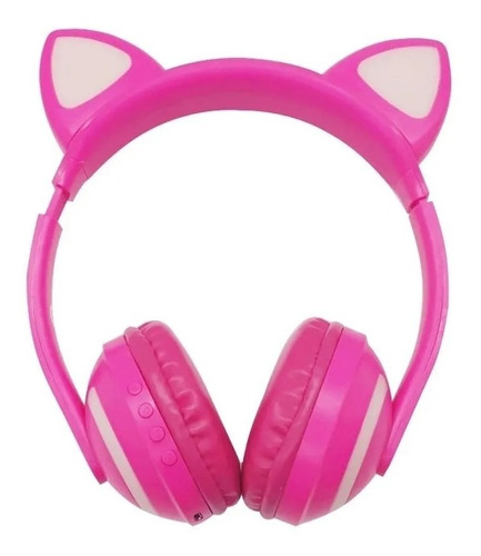 Headphone Fone De Ouvido Orelha Gato Infantil Led E Fio P2 Cor Rosa Cor da luz Vermelho