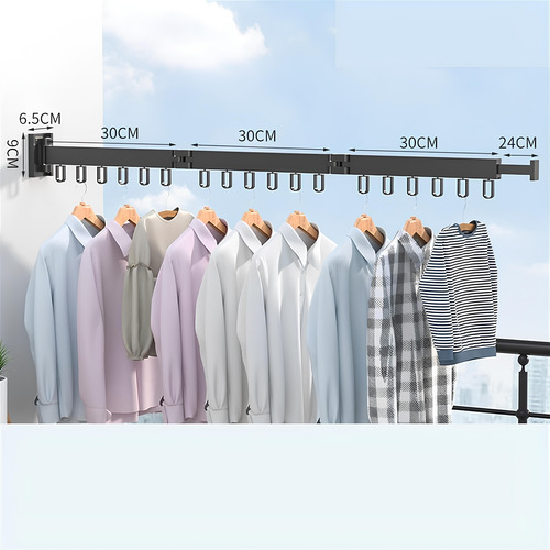 Tender Extensible Ropa Pared Plegable Retractiles Colgador Negro