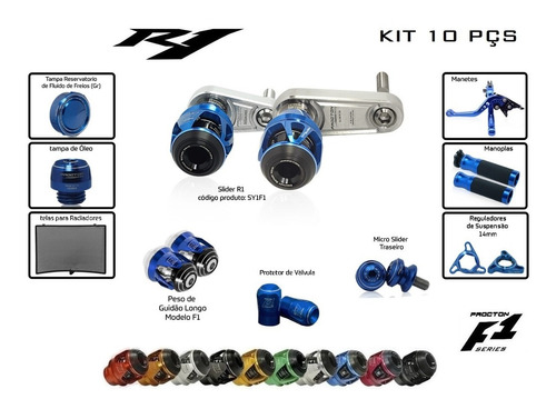 Kit Slider Procton Racing Yamaha Yzf R1 2009 A 2014 - 10 Pçs