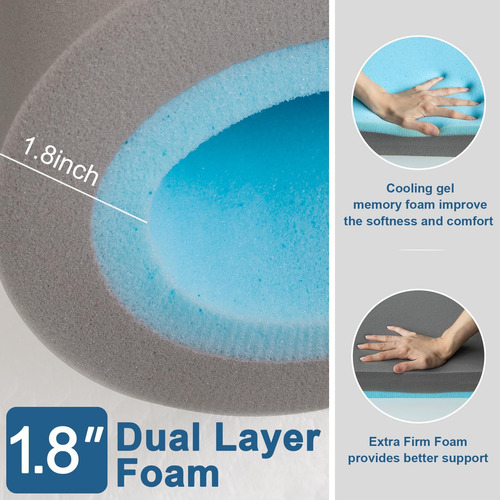 Cubrecolchón De Espuma Viscoelástica De Doble Capa Tamaño Qu