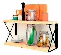 Comprar 2 Estantes Repisa Madera Ménsula Dobles Hierro Forjado 60x25